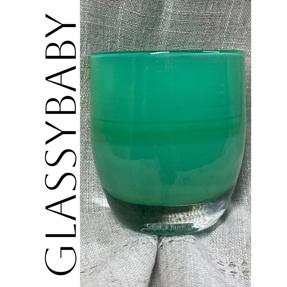 Glassybaby "Strength" Green Hand Blown Glass Candle Holder / Votive